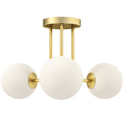 Modern 3 Light LED Ceiling Light with Globe Shades for Living Room and Bedroom Gold Tone