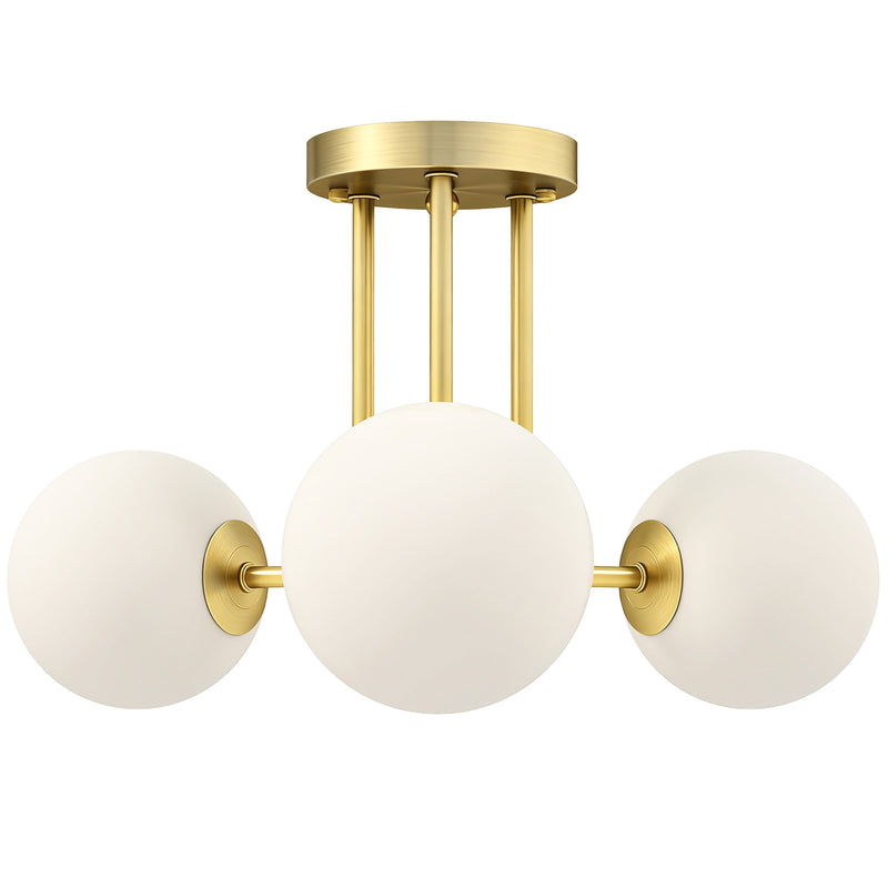 Modern 3 Light LED Ceiling Light with Globe Shades for Living Room and Bedroom Gold Tone