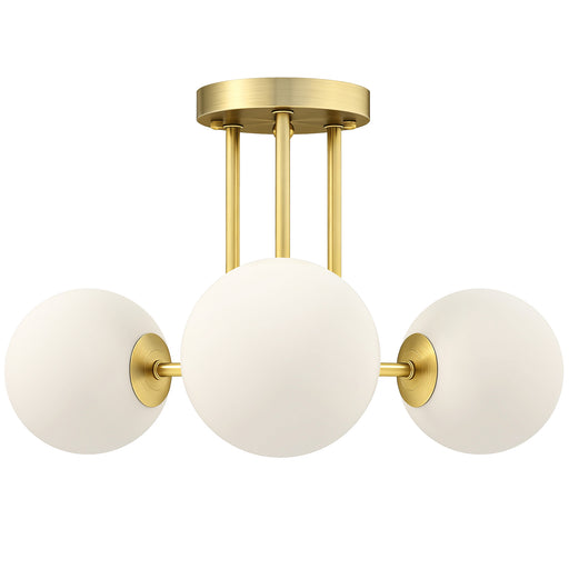 Modern 3 Light LED Ceiling Light with Globe Shades for Living Room and Bedroom Gold Tone