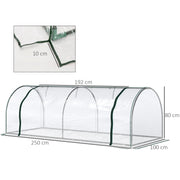 Set of 2 Clear Tunnel Greenhouses with Roll-up Door Steel Frame and Plastic Cover by Outsunny
