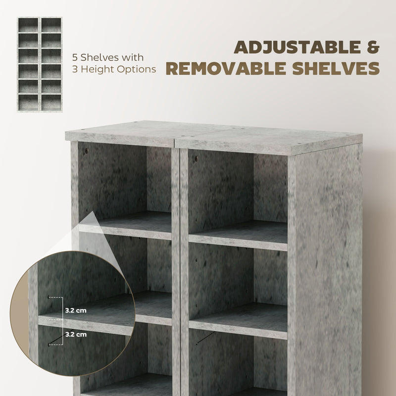 CD and Media Storage Shelves Set of 2 with Adjustable Compartments Grey