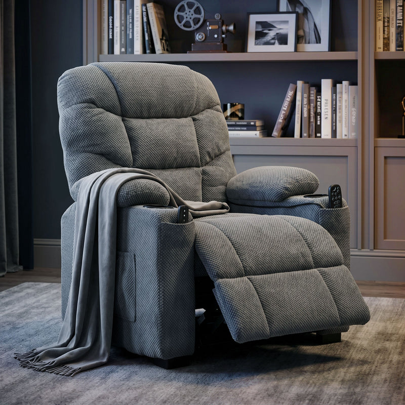 Massage Recliner Chair with Lumbar Heat for Back Relief and Everyday Comfort Dark Grey