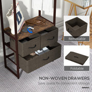 Compact Clothes Rail With Storage Drawers and Top Shelf For Bedrooms, White