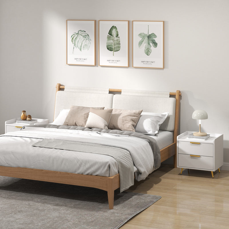 Set of 2 Two Drawer Bedside Tables with Storage for Bedroom or Lounge, White