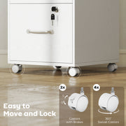 White 3 Drawer Office Filing Cabinet With Wood Effect Finish For Home Organisation