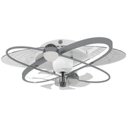 Ceiling Fan with Light and Remote for Year Round Comfort and Starry Sky Effect Silver Tone AOSOM
