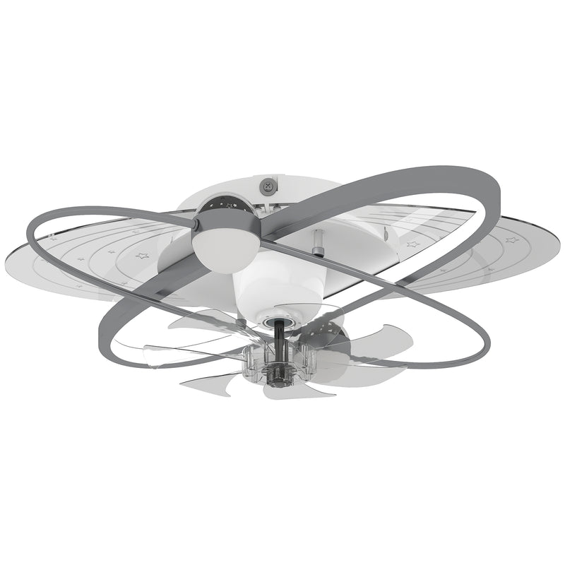 Ceiling Fan with Light and Remote for Year Round Comfort and Starry Sky Effect Silver Tone AOSOM
