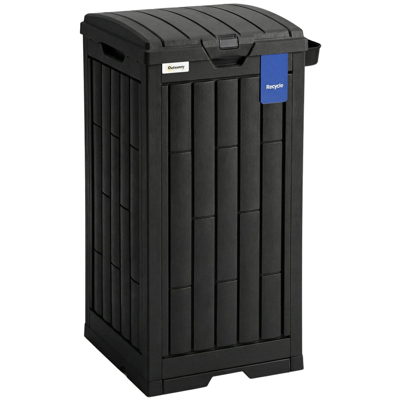 Outdoor Rubbish and Recycling Bin 110L with Snap-Lock Lid and Drip Tray Black Outsunny
