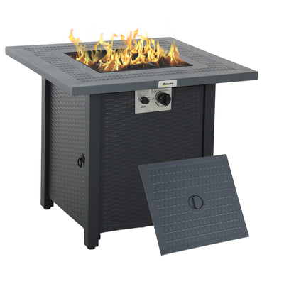 Black 71cm Gas Firepit Table 40000 BTU for Outdoor Heating by Outsunny