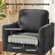 Armchair for Everyday Relaxation with Thick Cushion and Corduroy Upholstery Dark Grey AOSOM