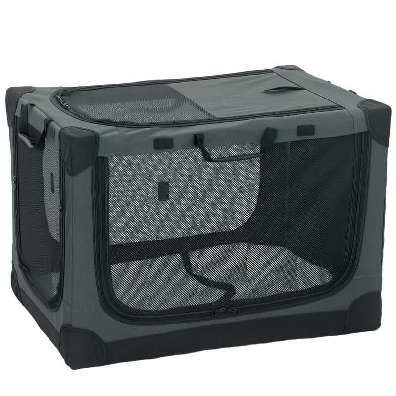 Foldable Dog Carrier for Travel and Home with Washable Cushion Army Green