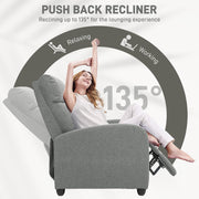 Grey Push Back Recliner Armchair with Footrest 135Â° Adjustable by HOMCOM