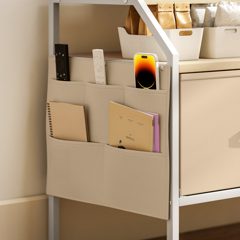 TV Stand Cabinet for 55 Inch TVs with Storage Drawers and Shelves for Living Room, Natural Wood