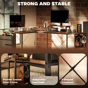 Rustic Brown L Shaped Corner Computer Desk with Adjustable Shelf and Storage by HOMCOM