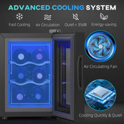 Six Bottle Countertop Wine Fridge 8-18℉ Temperature Control Black by HOMCOM