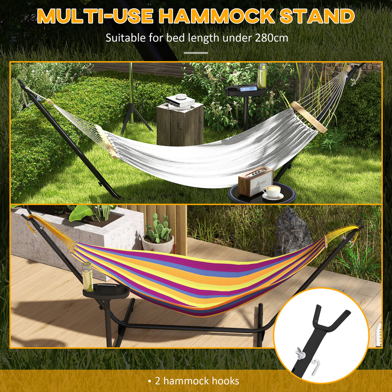 Black Steel Hammock Stand With Side Tray For Rope And Brazilian Style Hammocks