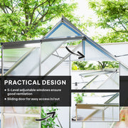 Walk-In Polycarbonate Greenhouse 192.5 x 131cm Silver Tone by Outsunny