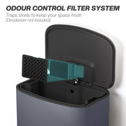 50L Pedal Bin with Soft Close Lid and Removable Inner Bucket for Kitchen or Office Grey