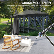 Grey 3m Cantilever Garden Parasol with Cover Wind Strap and Tilt by Outsunny