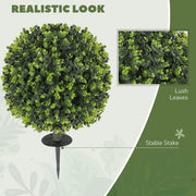 Set of 2 Artificial Boxwood Topiary Ball Bushes UV Resistant for Garden or Balcony Green