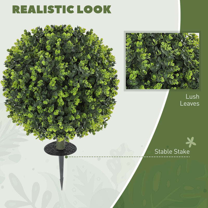 Set of 2 Artificial Boxwood Topiary Ball Bushes UV Resistant for Garden or Balcony Green