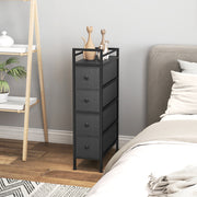 Slim 4 Drawer Fabric Storage Cabinet with Steel Frame for Small Bedrooms Black AOSOM