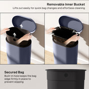30L Slim Pedal Bin with Soft Close Lid and Removable Bucket for Kitchen or Office Grey