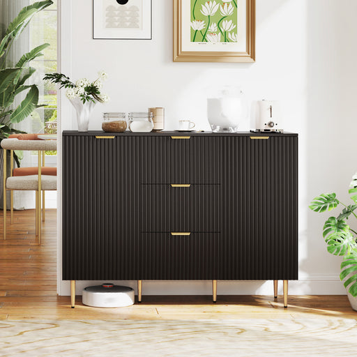 2 Door Sideboard with 3 Drawers and Adjustable Storage Shelves for Home Organisation Black
