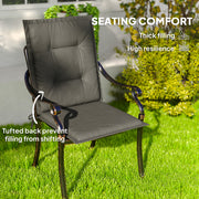 Set of 4 Light Grey Padded Garden Seat Cushions for Outdoor Chairs by Outsunny