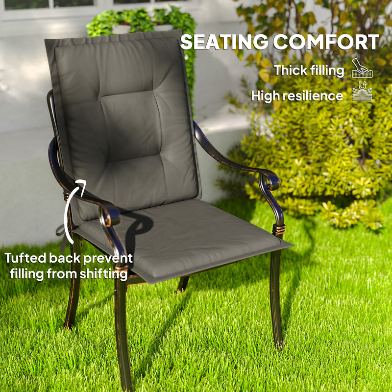 Set of 4 Light Grey Padded Garden Seat Cushions for Outdoor Chairs by Outsunny