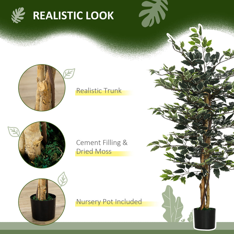 130cm Tall Artificial Ficus Tree with Natural Trunks for Indoor or Outdoor Display Green
