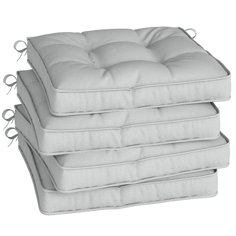 Garden Chair Cushions Set of 4 for Extra Comfort and Support Light Grey