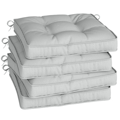 Garden Chair Cushions Set of 4 for Extra Comfort and Support Light Grey Outsunny
