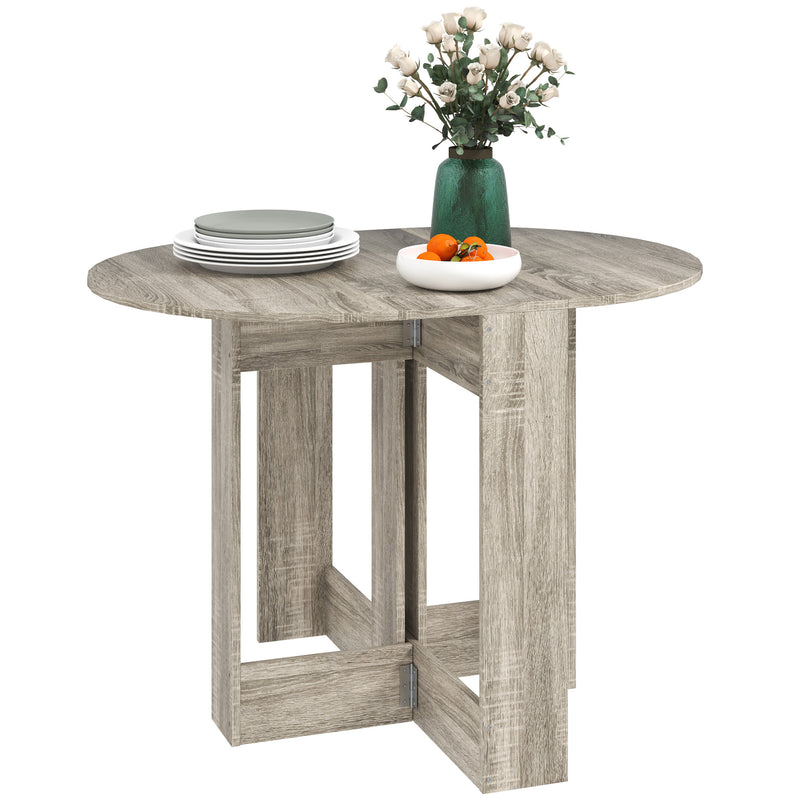 Grey Drop Leaf Dining Table for Small Kitchens and Dining Rooms, Space Saving Design by HOMCOM