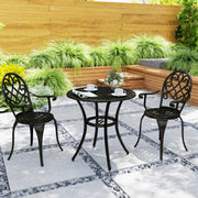 Three Piece Black Aluminium Garden Bistro Set Weather Resistant by Outsunny