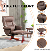 Dark Brown Manual Recliner Chair with Matching Footstool Faux Leather Comfort Set by Homcom