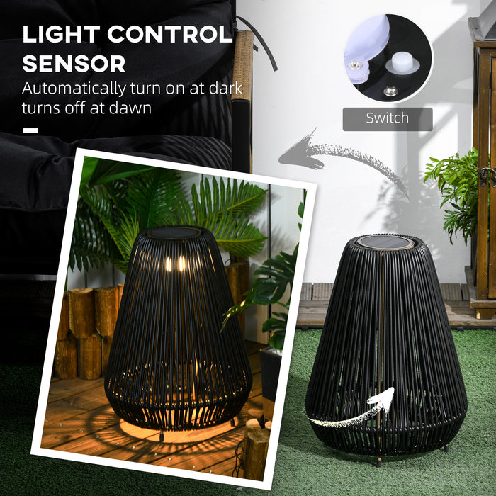 Outdoor Solar Powered Rattan Lamp, Black by Outsunny