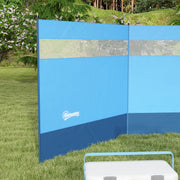 Camping Windbreak With Clear Windows And Steel Poles For Beach Or Caravan Blue AOSOM