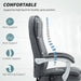 Grey Fabric Executive Swivel Office Chair with Massage Heat Reclining Back and Footrest by HOMCOM