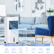 Portable Evaporative Air Cooler with 15L Tank Remote Control and Timer for Home Office, White