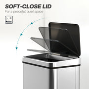 Sensor Kitchen Bin 50L Touch Free Waste Disposal with Motion Sensor Silver Black Homcom