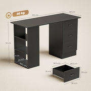 Computer Desk With Storage Shelves And Drawers Ideal For Home Office Use Black AOSOM