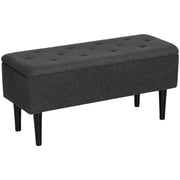 Dark Grey 47L Teddy Fleece Storage Ottoman with Padded Lid by HOMCOM