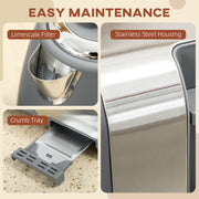 Stainless Steel Kettle and 4 Slice Toaster Set with Rapid Boil and Browning Control, Grey