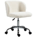 White Teddy Fleece Swivel Office Chair with Adjustable Height and Wheels for Home Office