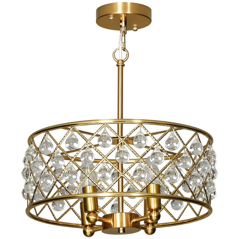 Four Bulb Crystal Chandelier Light Fixture Adds Elegance To Dining Room or Lounge Gold