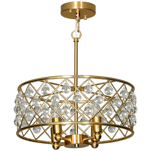Four Bulb Crystal Chandelier Light Fixture Adds Elegance To Dining Room or Lounge Gold