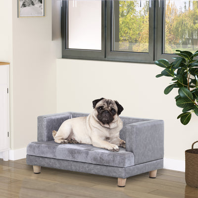 Elevated Dog Sofa Bed with Soft Cushion and Anti Slip Legs for Small Pets Grey