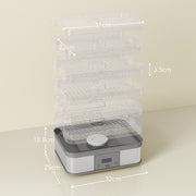 5 Tier Stainless Steel Food Dehydrator with Timer and LCD for Fruit and Jerky Grey