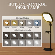 Black Dimmable Selfie Desk Lamp With Phone Holder For Video Calls And Home Office AOSOM